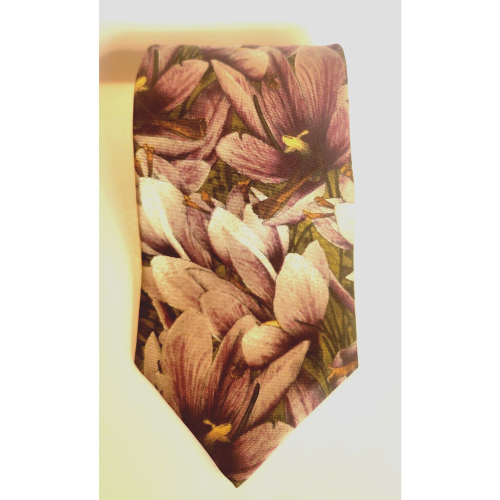 STRUCTURE Men’s Silk Necktie – Italian Fabric Floral Print Tie 56” x 3.75” USA